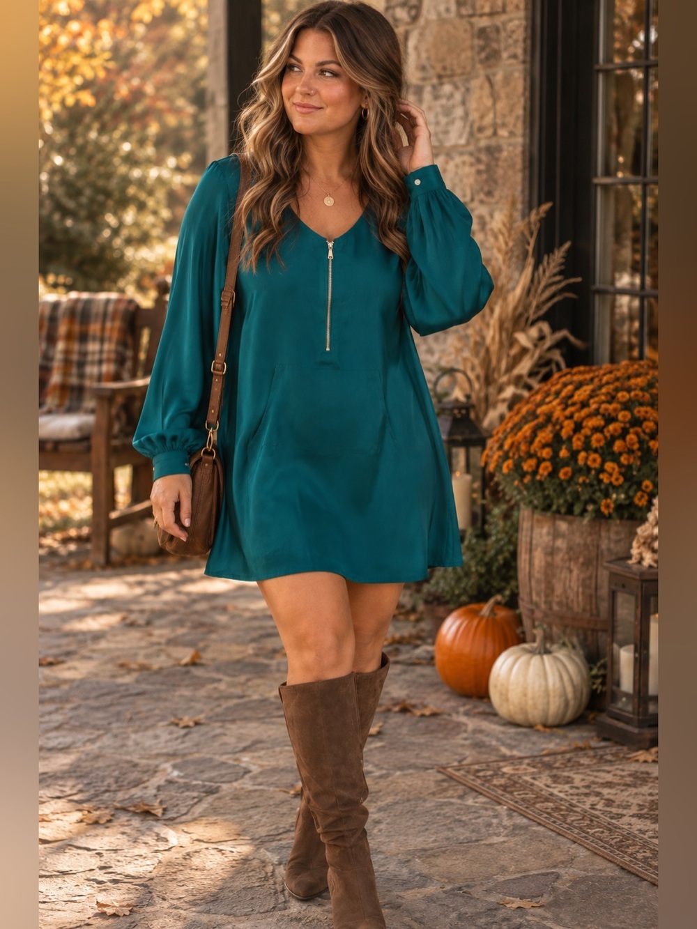 Zara Collection Teal Tunic Mini Shift Dress Size Small